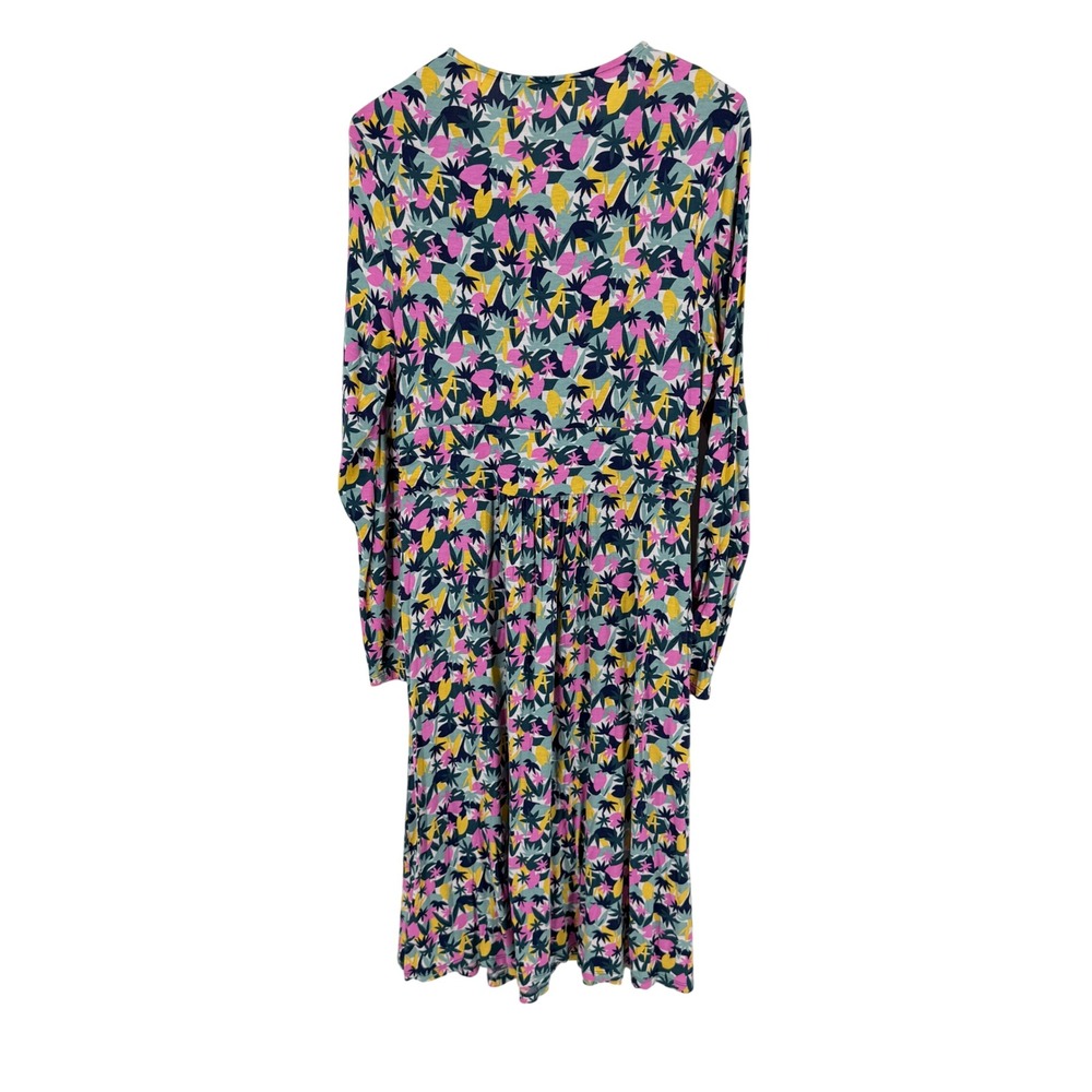 Boden Layla Jersey Faux‎ Wrap Midi Dress Floral Pockets Long Sleeve Size 12L - Picture 3 of 9
